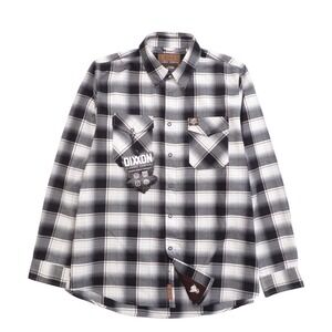 Dixxon Mens SanTan San Tan Spirits Flannel Shirt Black White Plaid Snap Button L